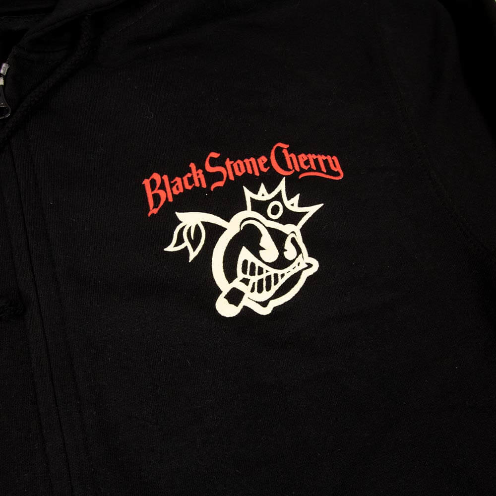 Flamin' Skull Zip Hood - Black
